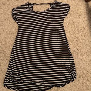 Black and white striped t-shirt dress